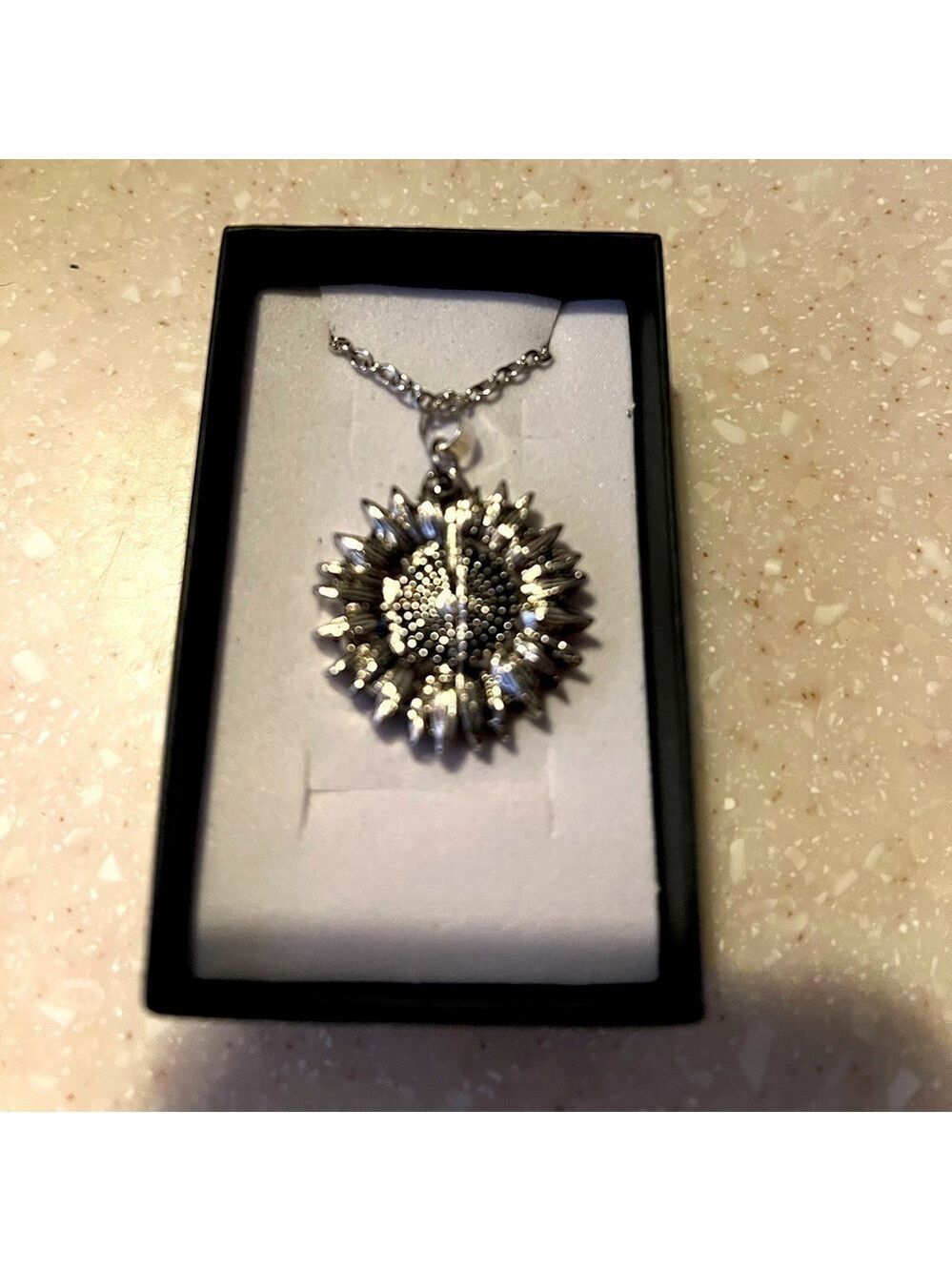 Fashion Jewelry Necklace, Sunflower opens to say “You Are My Sunshine”, 16”Chain